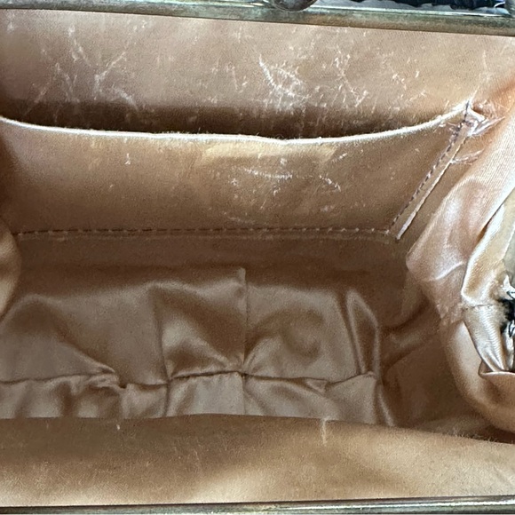 Vintage Black Fabric Pleated Purse Gold Hardware - Picture 6 of 9